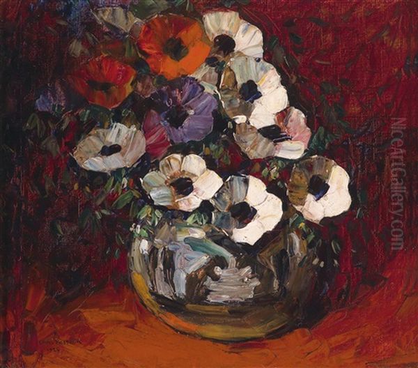 Stilleben Mit Anemonen Oil Painting by Louis Pastour