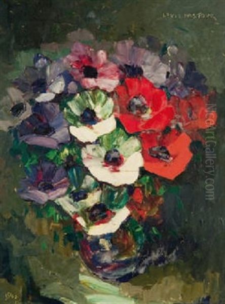 Mes Joies (bouquet D'anemones) Oil Painting by Louis Pastour