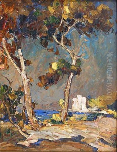 Les Pres Et Le Chateau. Ile St-honorat. Iles Ste Marguerite Oil Painting by Louis Pastour