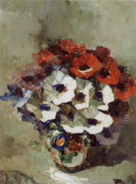 Bouquet Aux Anemones Oil Painting by Louis Pastour