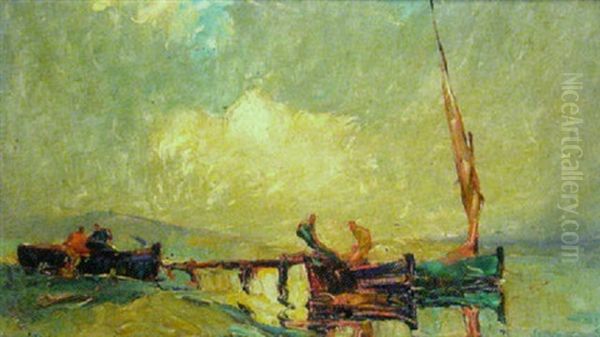 Depart Pour La Peche Oil Painting by Louis Pastour