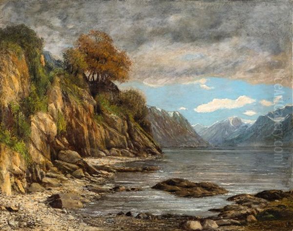 Paysage De Lac Leman Dans Les Alpes Oil Painting by Cherubino Pata