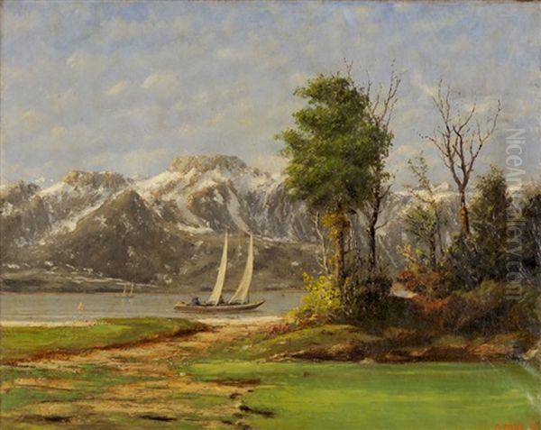 Voiles Sur Le Lac Leman Oil Painting by Cherubino Pata