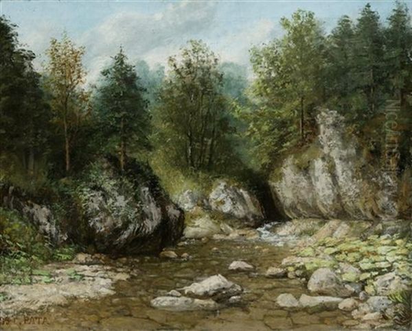 Flusslandschaft Mit Einem Wald Im Hintergrund Oil Painting by Cherubino Pata