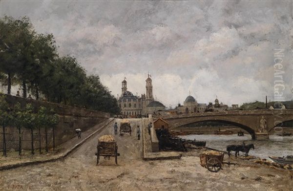 Paris, Blick Auf Das Trocadero Von Der Seine Aus Oil Painting by Cherubino Pata