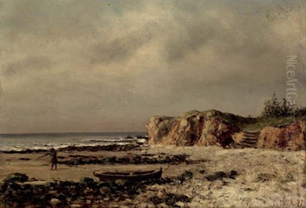 Bord De Mer (collab. W/ Gustave Courbet) Oil Painting by Cherubino Pata