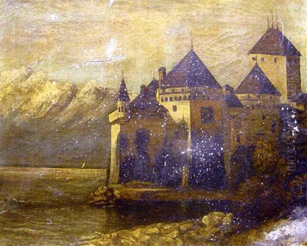 Le Chateau De Chillon, Vu De L'est Oil Painting by Cherubino Pata