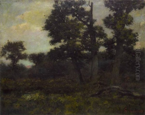 Paysage De Lisiere De Foret (fontainebleau?) Oil Painting by Cherubino Pata