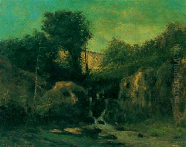 Cascade Et Rochers Dans Le Jura Oil Painting by Cherubino Pata