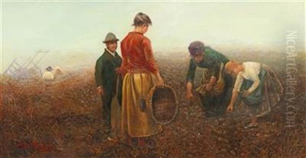 The Potato Harvest Oil Painting by Laszlo Pataky