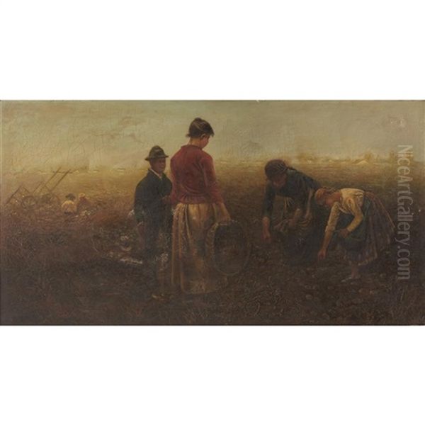 The Potato Harvest Oil Painting by Laszlo Pataky