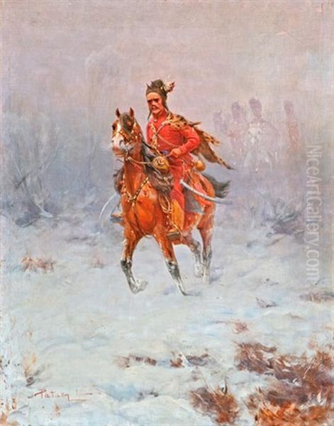 Huszarok Hoesesben Oil Painting by Laszlo Pataky