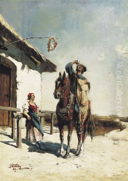 Lovas (horseman) Oil Painting by Laszlo Pataky