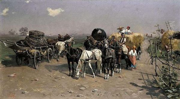 The Hay Makers Oil Painting by Laszlo Pataky