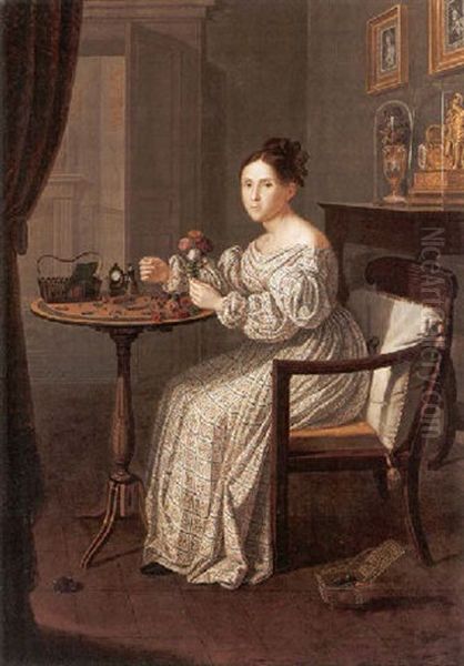 Giovane Ragazza In Un Interno Oil Painting by Giuseppe Patania