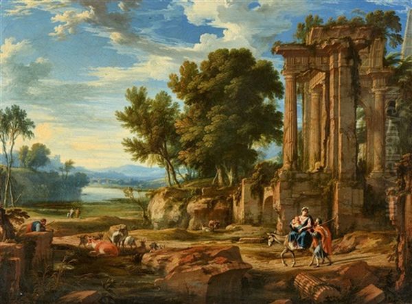 Landscape With The Flight Into Egypt Oil Painting by Pierre Patel