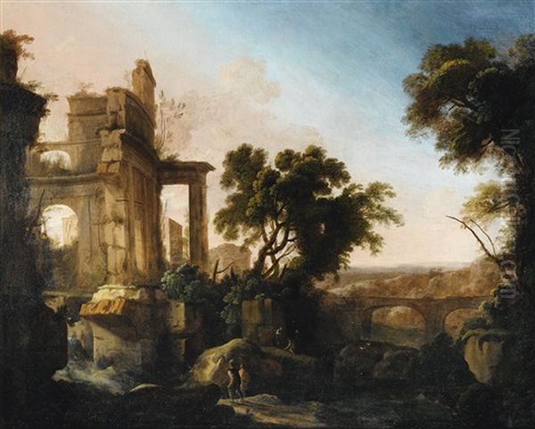 Landscape With Ruins Oil Painting by Pierre Antoine Patel