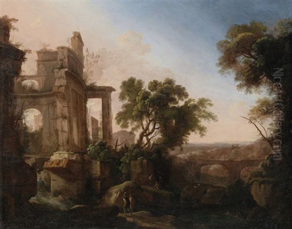 Sudliche Landschaft Mit Ruine Oil Painting by Pierre Antoine Patel