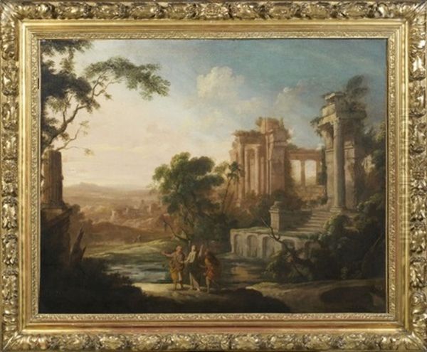 Paysage Avec Le Christ Et Les Pelerins D'emmaus Oil Painting by Pierre Antoine Patel