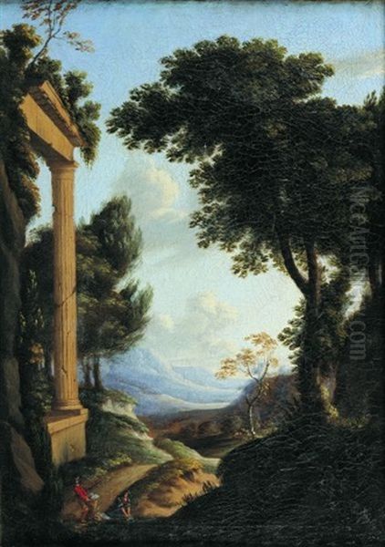 Paysage Classique Avec Des Ruines Et Paysans Oil Painting by Pierre Antoine Patel