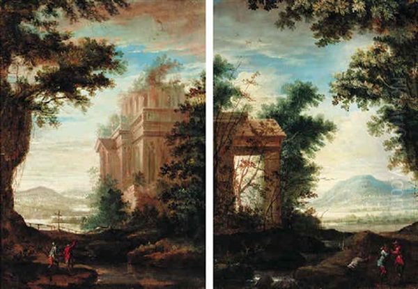 A Capriccio Of Classical Ruins In An Extensive Landscape by Pierre Antoine Patel