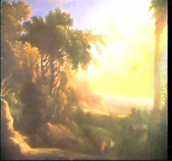 Pan Et Syrinx Dans Un Paysage Oil Painting by Pierre Antoine Patel