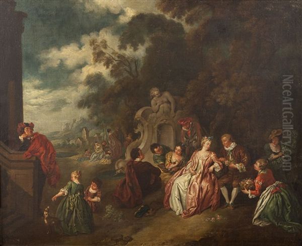 Amour Et Badinage Oil Painting by Jean-Baptiste Pater