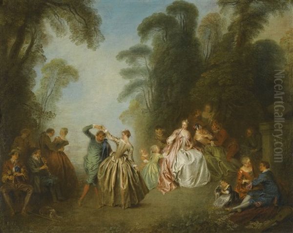 La Danse Au Parc Oil Painting by Jean-Baptiste Pater