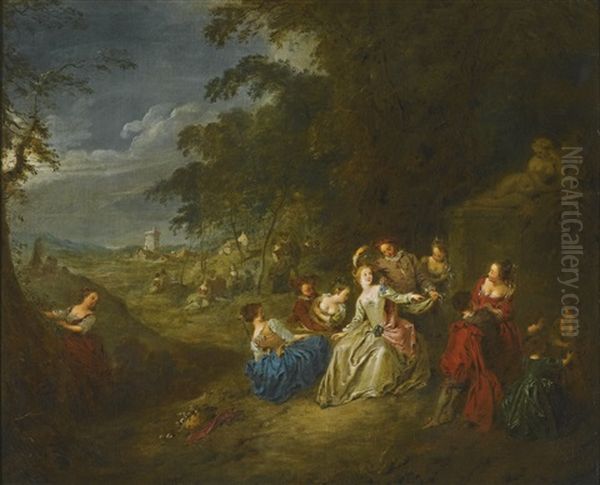 L'amour En Plein Air;  Reunion Champetre (pair) by Jean-Baptiste Pater