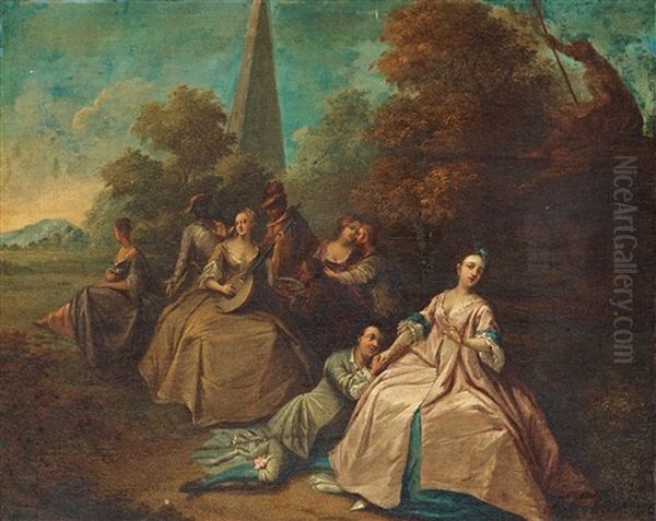 Landscape With Lovers In The Foreground Oil Painting by Jean-Baptiste Pater