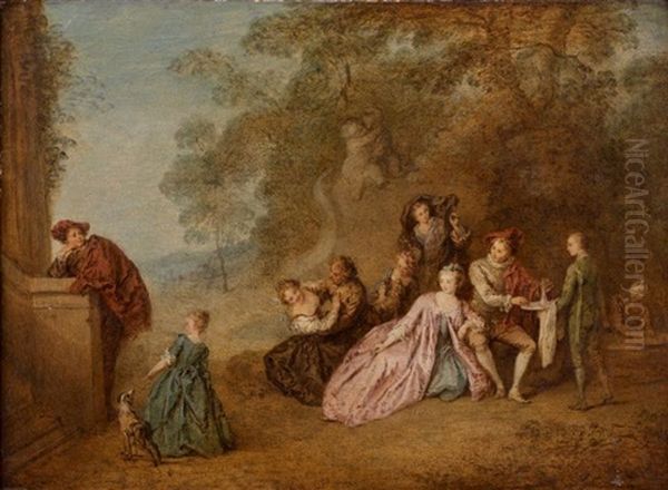 L'amour Et Le Badinage Oil Painting by Jean-Baptiste Pater