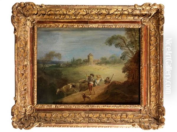 Landschaft Mit Kuhherde Und Hirten Oil Painting by Jean-Baptiste Pater