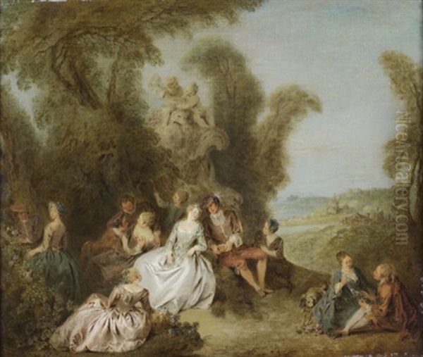 Fete Champetre Ou Les Denicheurs D'oiseaux Oil Painting by Jean-Baptiste Pater