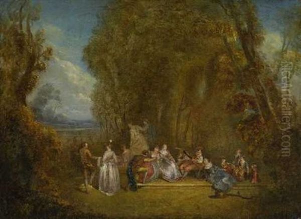 Fetes Champetres (+ Another Similar; 2 Works) Oil Painting by Jean-Baptiste Pater