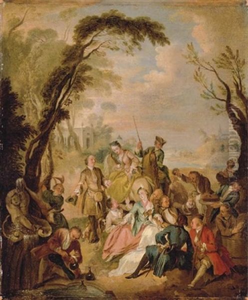 Halte De Chasse Oil Painting by Jean-Baptiste Pater