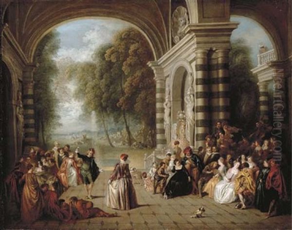 Les Plaisirs Du Bal (after Jean-antoine Watteau) Oil Painting by Jean-Baptiste Pater