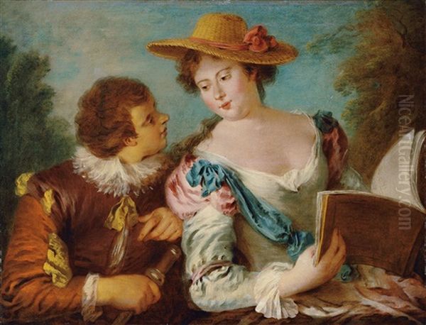 Das Duo. Junge Dame Mit Einem Notenheft Und Ihr Kavalier Oil Painting by Jean-Baptiste Pater