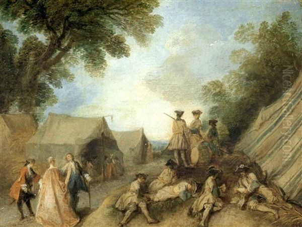 La Visite Au Camp Oil Painting by Jean-Baptiste Pater