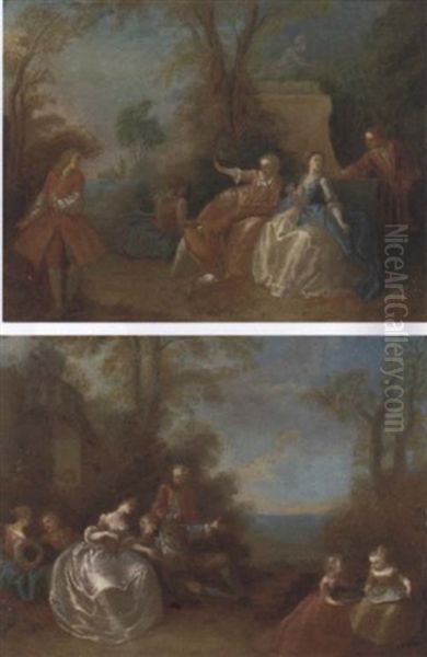 Elegant Company In A Wooded Clearing Oil Painting by Jean-Baptiste Pater