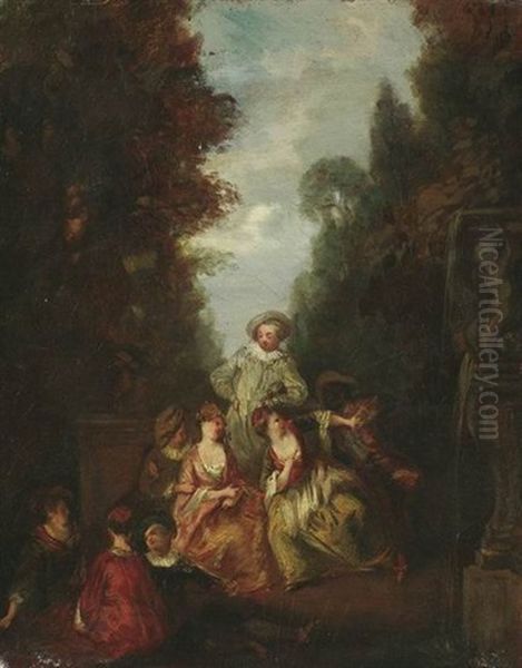 Galante Gesellschaftsszene Im Park Oil Painting by Jean-Baptiste Pater