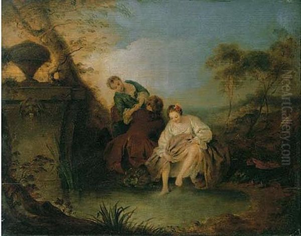 L'essai Du Bain Oil Painting by Jean-Baptiste Pater