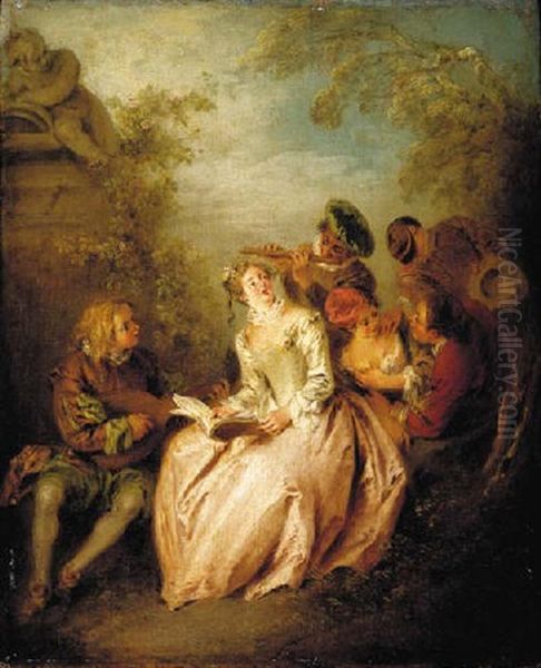 Le Concert Avec Des Acteurs De La Comedie Italienne Oil Painting by Jean-Baptiste Pater