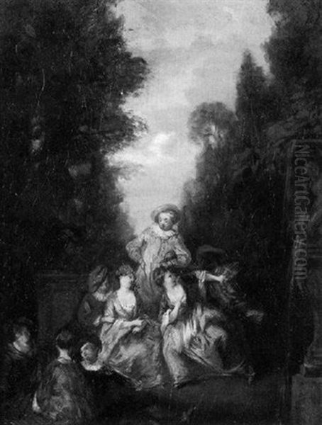 Vornehme Gesellschaft Im Park Oil Painting by Jean-Baptiste Pater