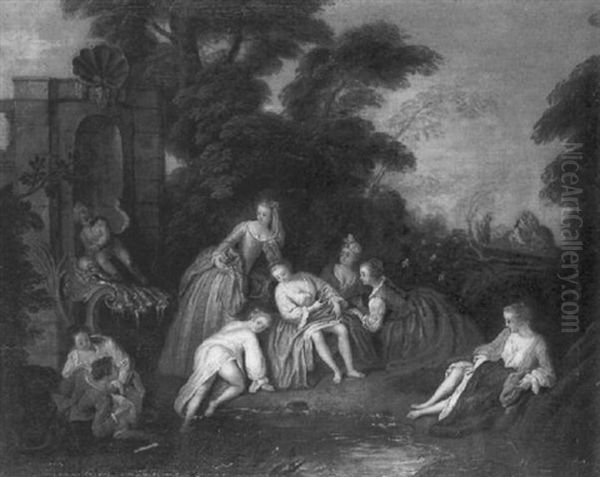 Baigneuses Pres De La Fontaine Oil Painting by Jean-Baptiste Pater