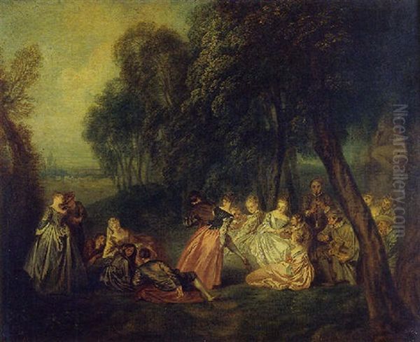 L'assemblee Dans Un Parc Oil Painting by Jean-Baptiste Pater