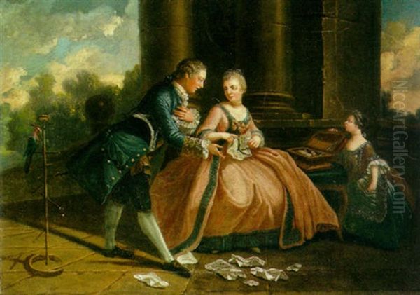 Destroying The Love Letters Oil Painting by Jean-Baptiste Pater