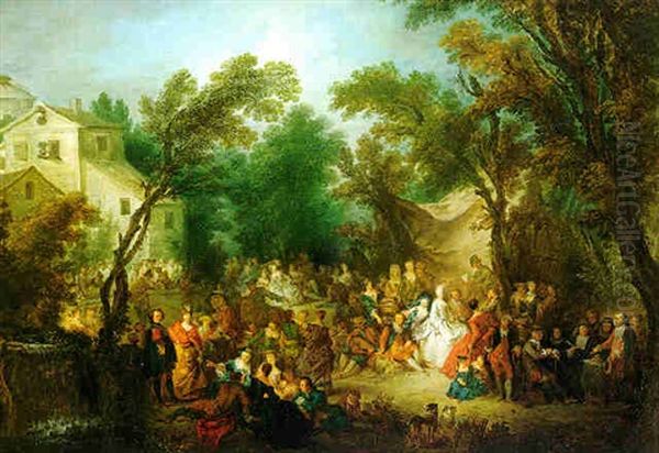 The Signing Of A Wedding Contract In A Village Oil Painting by Jean-Baptiste Pater