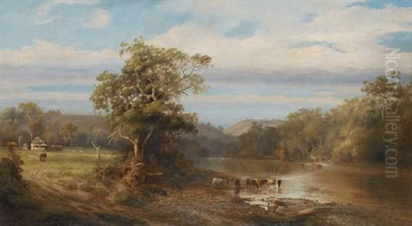 On The Werribee River, Near Bacchus Marsh Oil Painting by John Ford Paterson