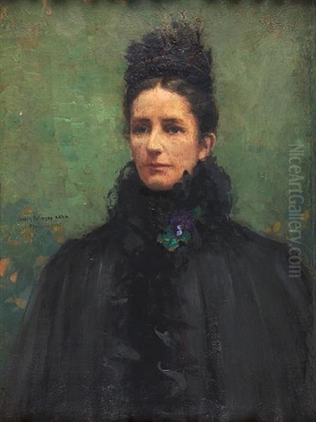 Mrs. Monteith, Half-length, In Black Oil Painting by James Paterson