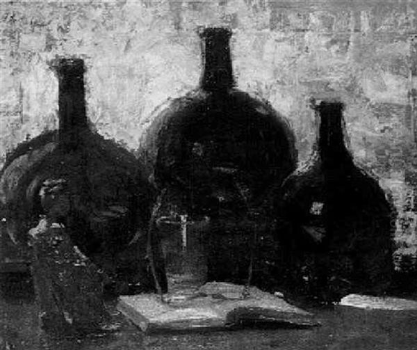 Still Life With Black Bottles Oil Painting by James Paterson